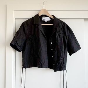Sundae School Black Flower Knot Crop Shirt